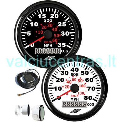 Spidometras baltas/juodas su GPS 0-130KM/H