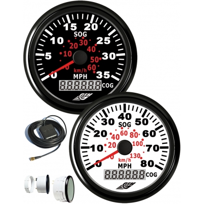 Spidometras baltas/juodas su GPS 0-130KM/H