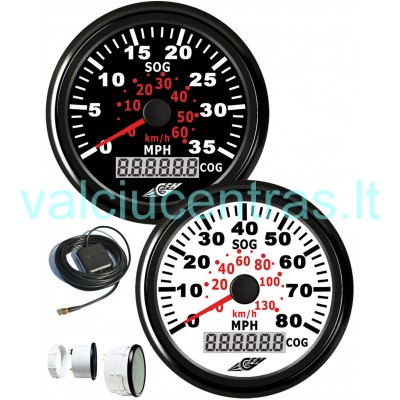 Spidometras baltas/juodas su GPS 0-60KM/H