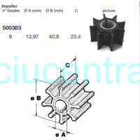 Impeleris - aušinimo sparnuotė Mercury - Tohatsu 9.9AG 10AG 15AG 20AG CEF 500383