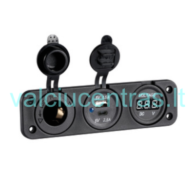 Skydelis - voltmetras 12V + USB