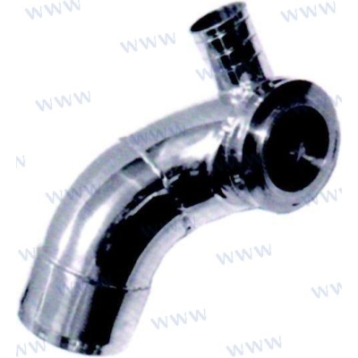 Nerūdijančio plieno išmetimo kolektoriaus alkūnė Mercruiser dyzeliniams varikliams Nerūdijančio plieno išmetimo kolektoriaus alkūnė Mercruiser dyzeliniams varikliams