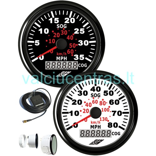 Spidometras baltas/juodas su GPS 0-130KM/H