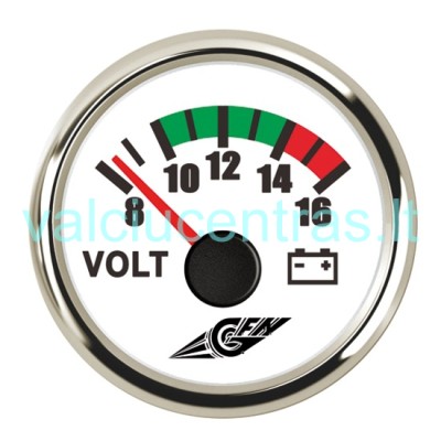 Voltmetras baltas su nerūdijančiu plienu 