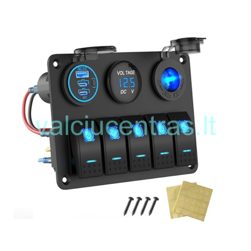 6-switch panel with voltmeter/USB/socket