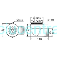Drenažo detalė su atbuliniu vožtuvu, 90°