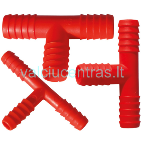 T formos plastikinis vamzdelis raudonos sp.