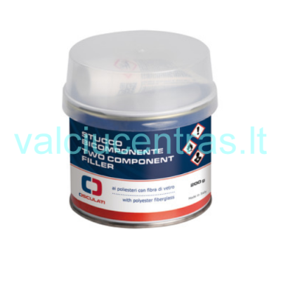 Two-component polyester resin filler with glass fiber, 200 g.