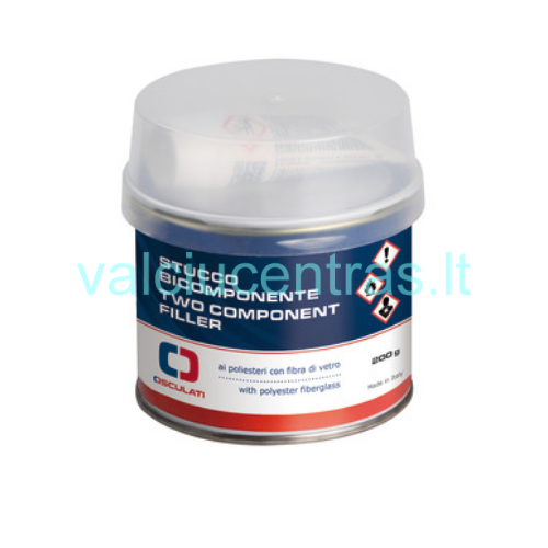 Dviejų komponentų polisterinės dervos užpildas su stiklo pluoštu, 200 g. Dviejų komponentų polisterinės dervos užpildas su stiklo pluoštu, 200 g.