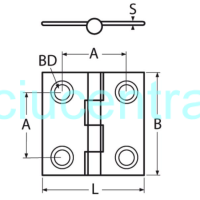 A4 stainless steel hinge 37x37.5mm