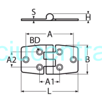 A4 stainless steel hinge 37x37.5mm