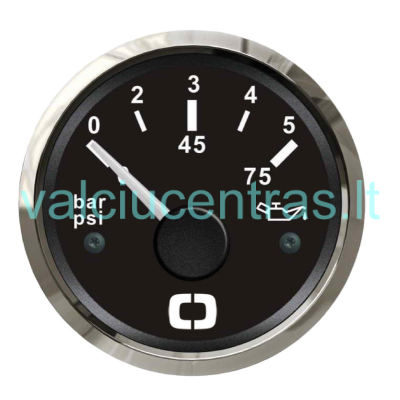 Black oil pressure gauge with a glossy bezel, 0&ndash;5 bar