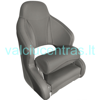 Boat seat with folding front section, gray