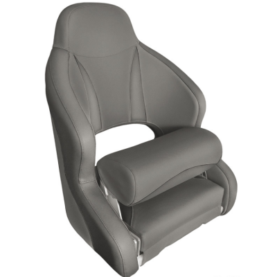 Boat seat with folding front section, gray