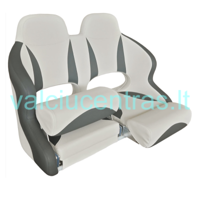 Two-seater boat seat with folding front section, gray/dark gray