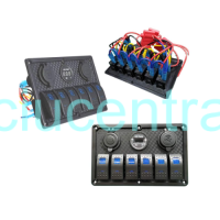 6-ių jungiklių skydelis su voltmetru/usb/rozete 6-ių jungiklių skydelis su voltmetru/usb/rozete