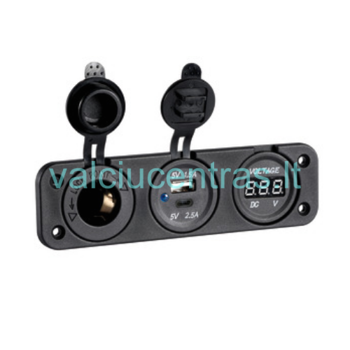 Skydelis - voltmetras 12V + USB Skydelis - voltmetras 12V + USB