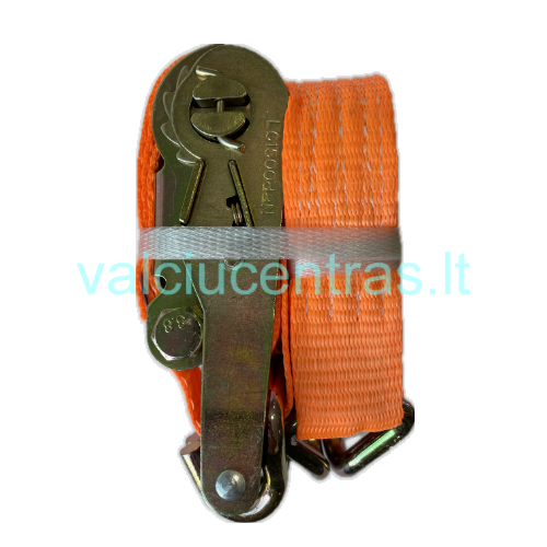 Krovinio tvirtinimo diržas su įtempimo mechanizmu