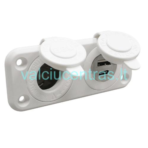 Dviguba USB jungtis su apsauginiu dangteliu
