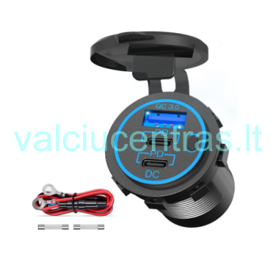 96W PD 3.0 USB-C Dual 12V Connector with Switch 